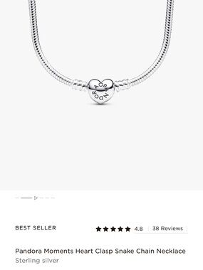 Pandora Silver Heart Clasp Snake Chain Necklace